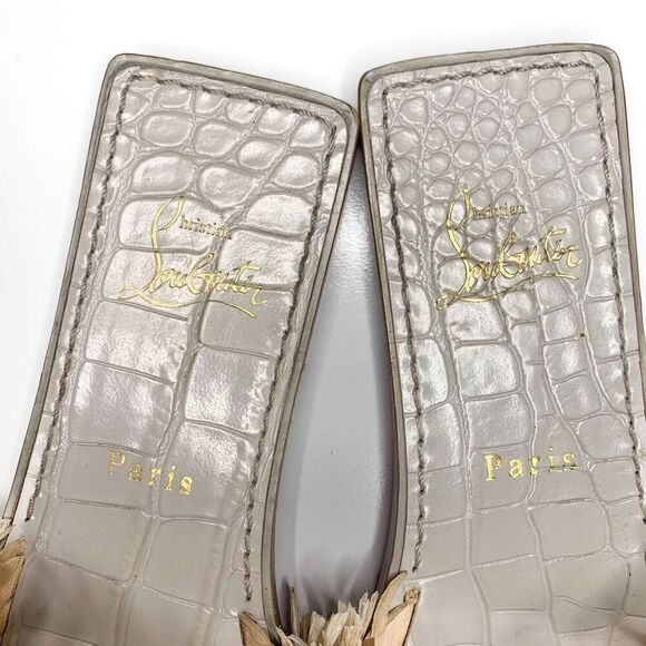 Christian Louboutin Soudana Raffia Flat Slip On Sandals EU 36.5 US 6.5 Low Heel - Picture 4 of 10
